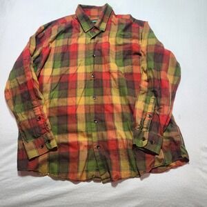 Orvis Button Up Shirt Men's XL Long Sleeve Checkered Cotton Wool Blend